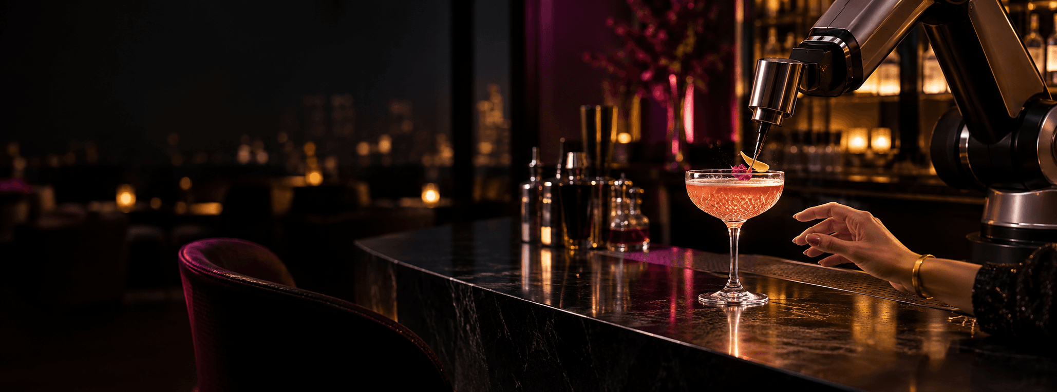 Concepto visual NØCTURNA para una experiencia de bar tecnológica
